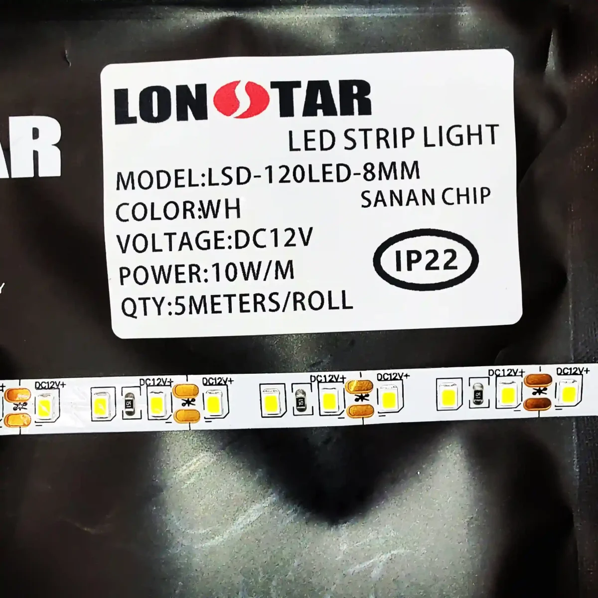 ال ای دی نواری 12 ولت تراکم 120 برند لان استار lonstar سفید