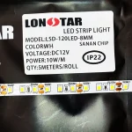 ال ای دی نواری 12 ولت تراکم 120 برند لان استار lonstar سفید