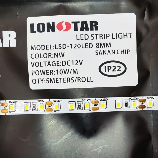 ال ای دی نواری 12 ولت تراکم 120 برند لان استار lonstar نچرال