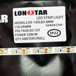 ال ای دی نواری 12 ولت تراکم 120 برند لان استار lonstar آفتابی