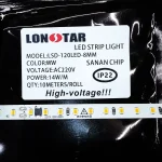 ال ای دی نواری 220 ولت برق مستقیم تراکم 120 برند لان استار lonstar آفتابی