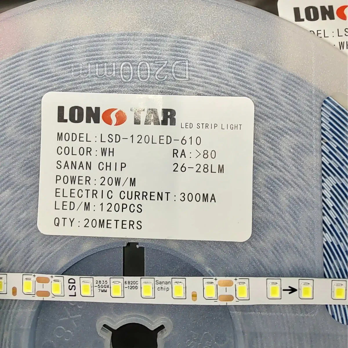 ال ای دی نواری درایورخور 300 میلی آمپر تراکم 120 برند لان استار lonstar سفید