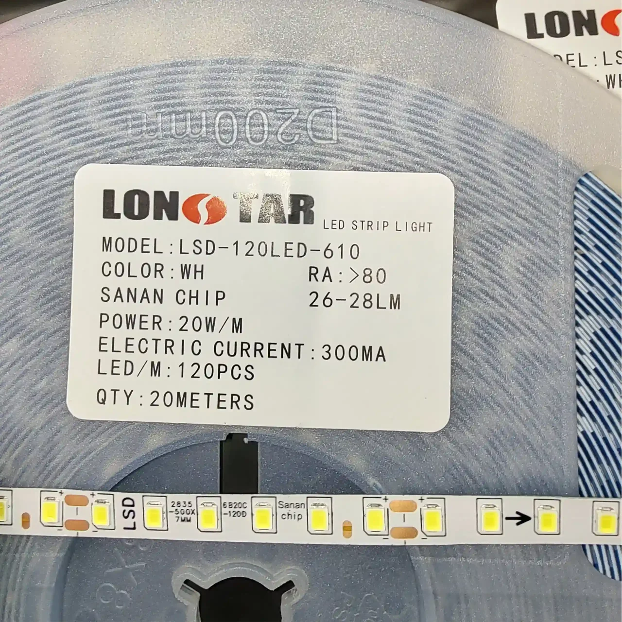 ال ای دی نواری درایورخور 300 میلی آمپر تراکم 120 برند لان استار lonstar سفید