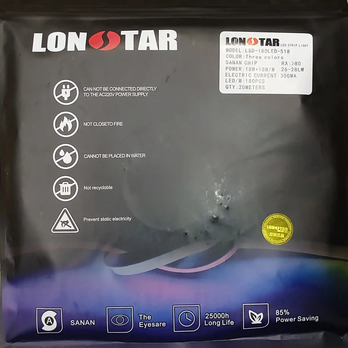 ال ای دی نواری درایورخور 300 میلی آمپر تراکم 180 برند لان استار lonstar سه حالته