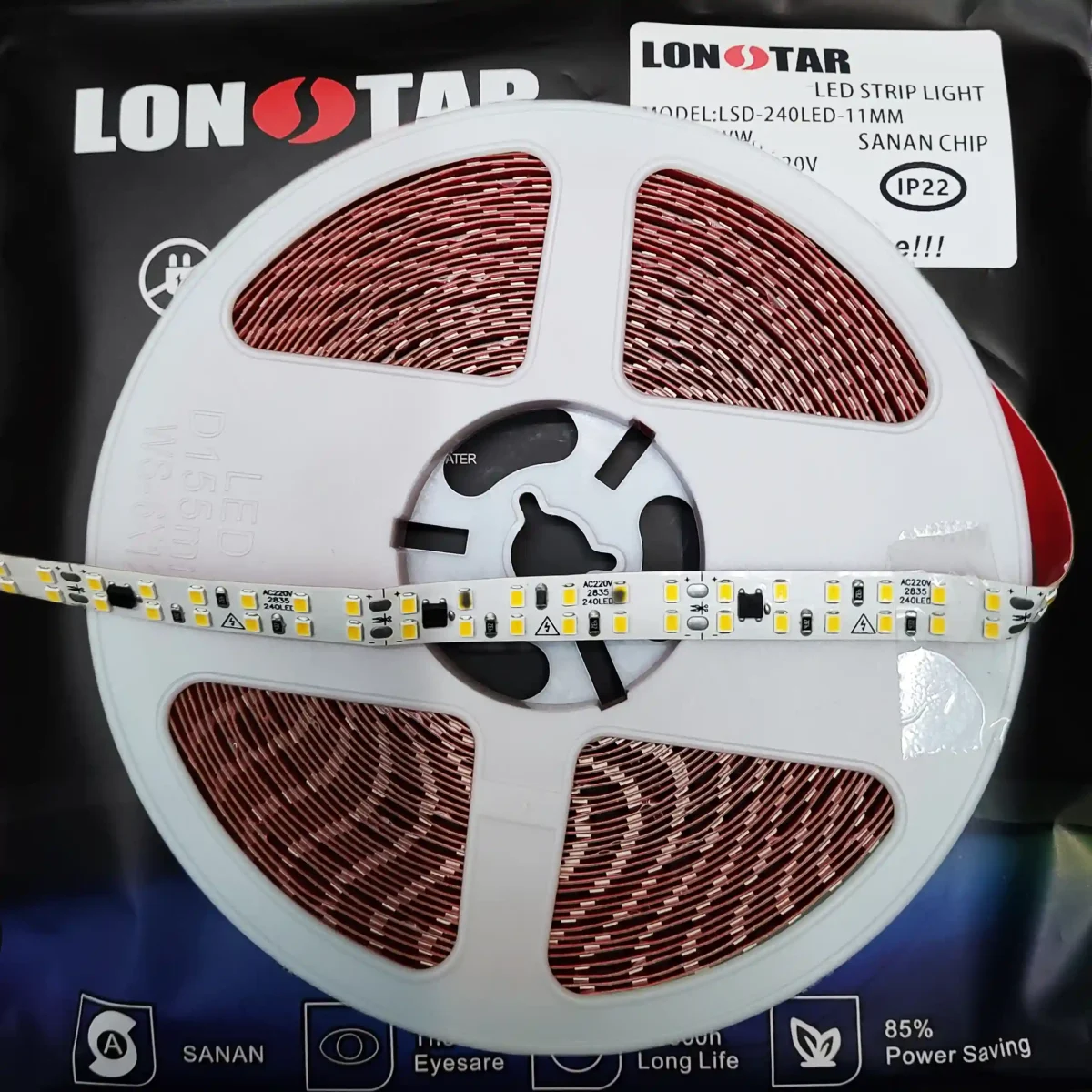 ال ای دی نواری 220 ولت برق مستقیم تراکم 240 دو لاین برند لان استار lonstar آفتابی